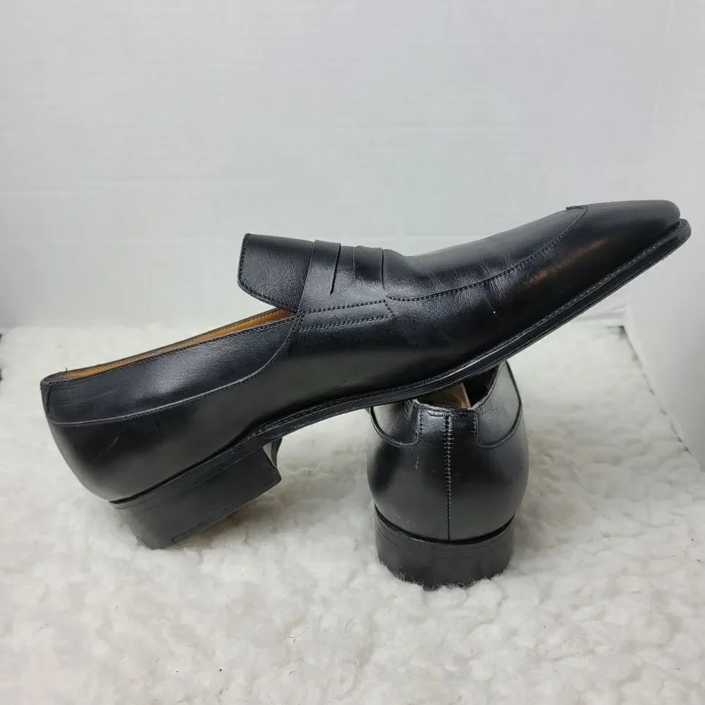 J.M. Weston Men's Penny Loafer Size 9 D Black Leather Pointed Toe Shoes